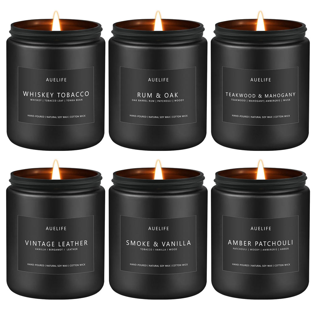 Scented Candles Set for Men – 6-Pack Masculine Soy Candles | Aromatherapy Gift