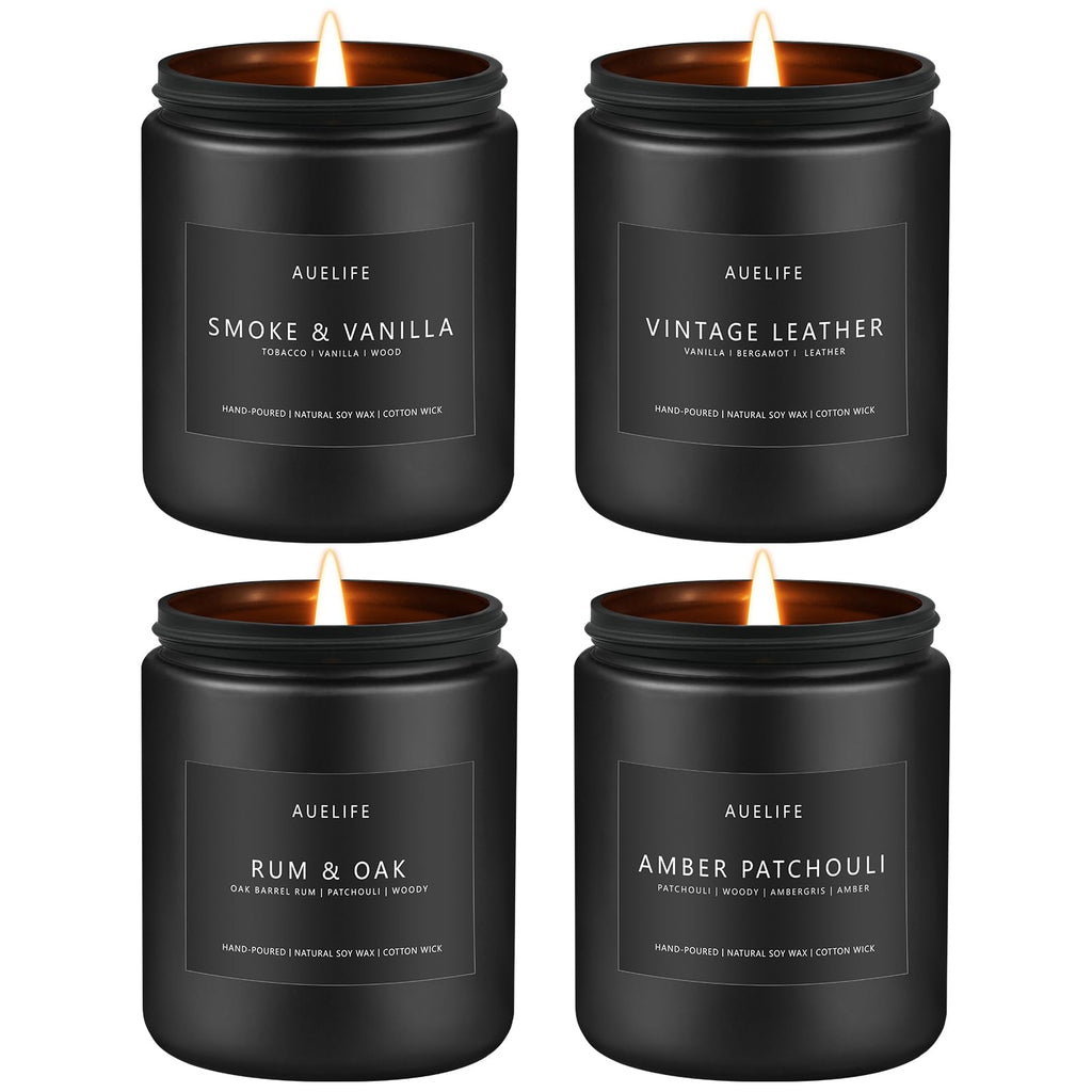 Men's Scented Candles Set — 4-Pack Soy Candles for Home, Gifts for Dad | Father's Day