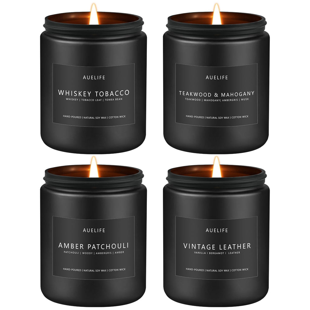Scented Candles Set for Men – 4-Pack Masculine Soy Candles, Gifts for Dad