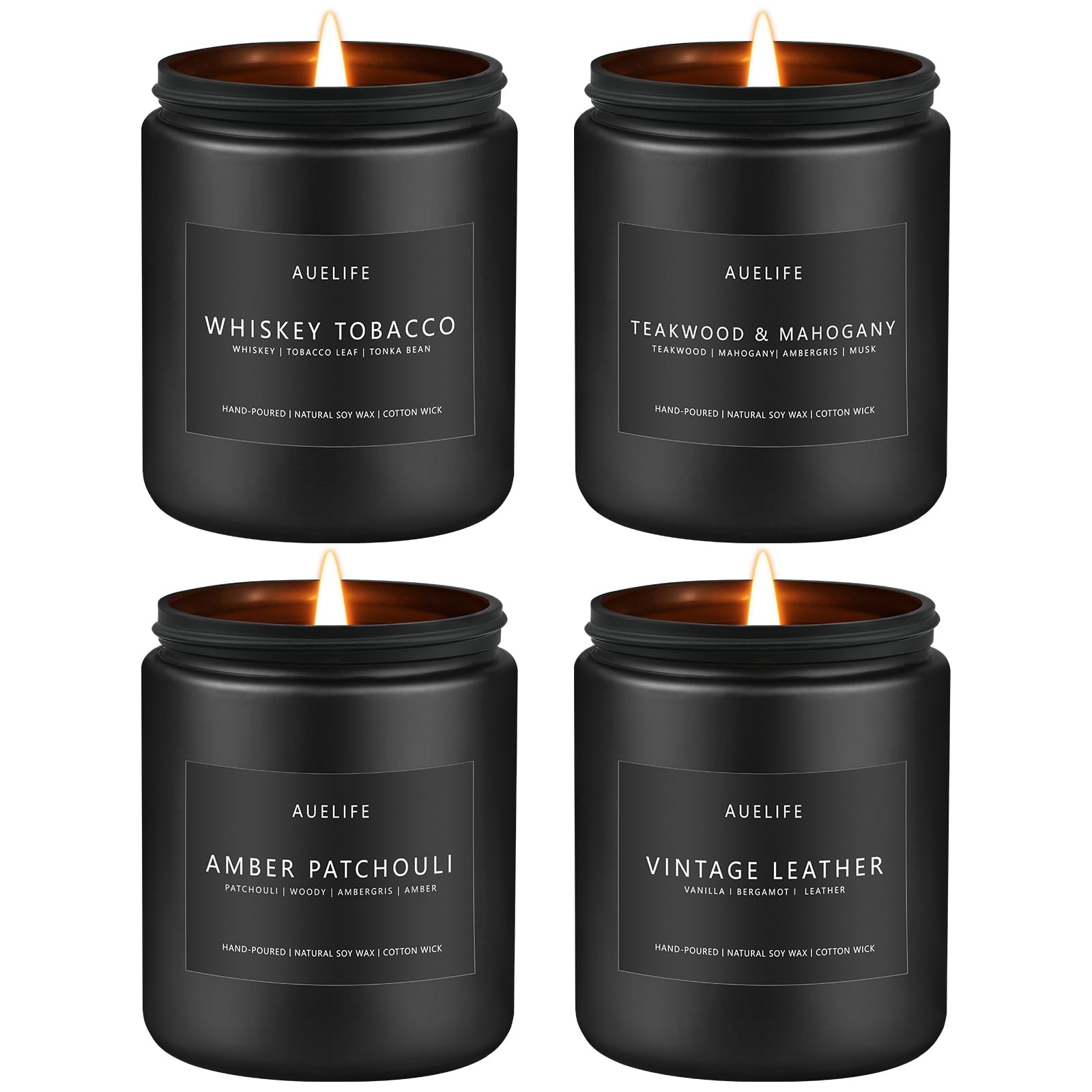 Scented Candles Set for Men – 4-Pack Masculine Soy Candles, Gifts for Dad