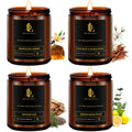 4 Pack Soy Scented Candles Set (28oz) – Magnolia & Sandalwood, Moroccan Amber, Lemon Eucalyptus, Vintage Oak