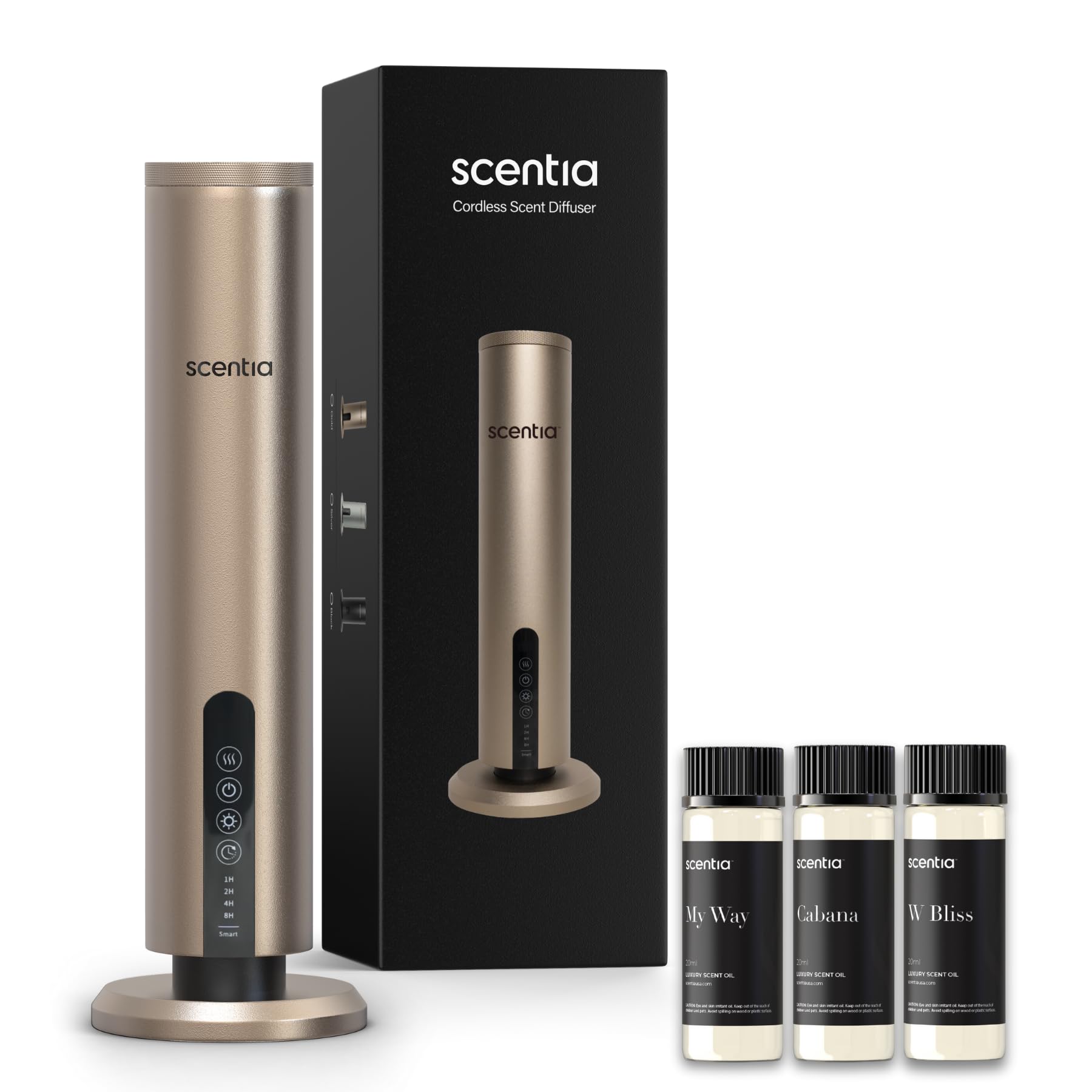 Scentia Max Diffuser – Wireless Waterless Diffuser with App Control | Covers 1500 Sq Ft | Gold