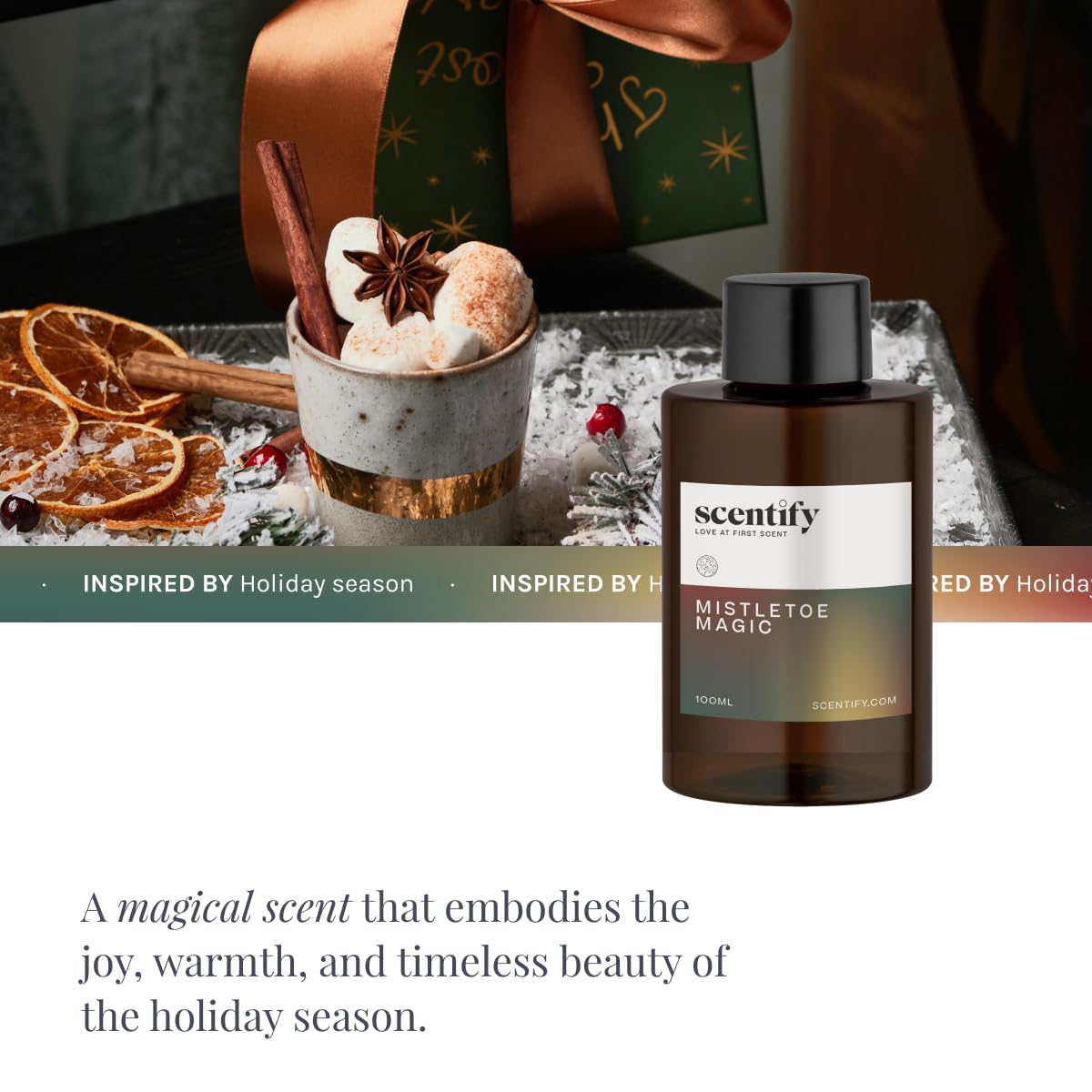 Scentify Mistletoe Magic Aroma Oil Refill for Diffusers – Pine, Oak, Moss, Clove & Cedar (100ml)