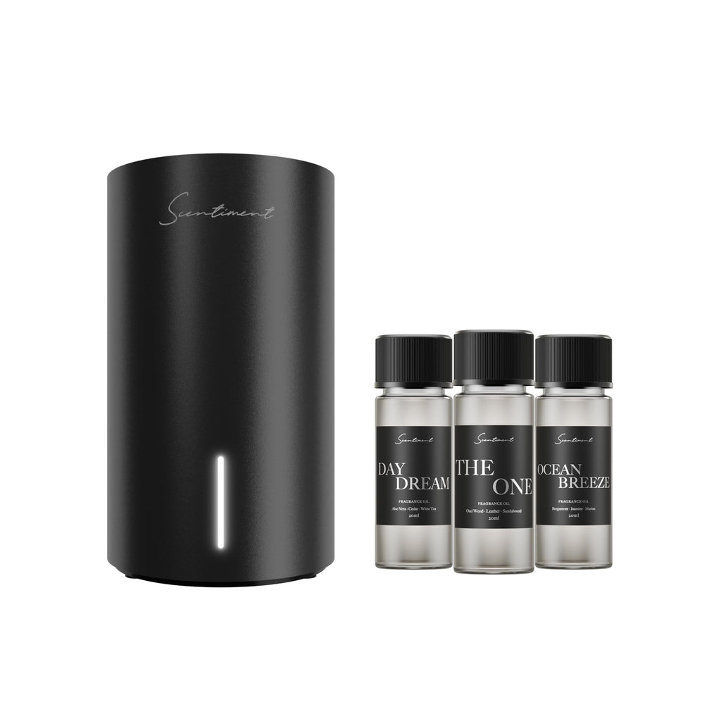 Scentiment Mini V2 LE Diffuser Discovery Kit Black – 3 Luxury Oils (20ml)
