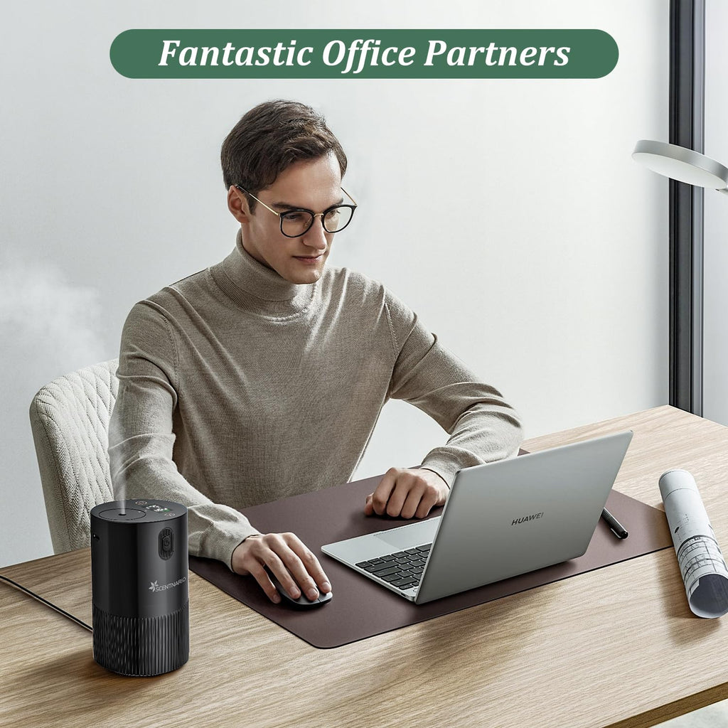 SCENTNARIO Waterless Diffuser | Portable Nebulizing Diffuser for Home & Car, 4 Mist Levels, 72h Battery