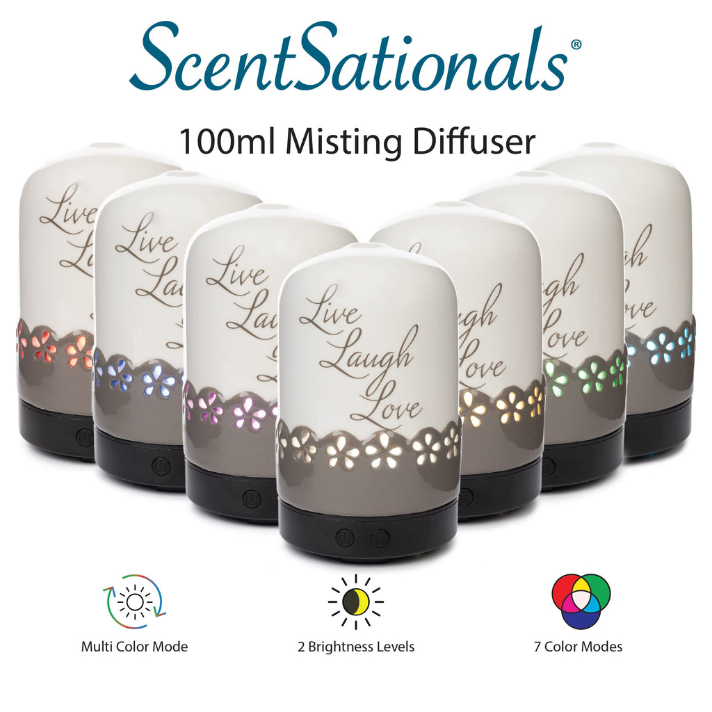 ScentSationals Sentiments Essential Oil Diffuser – Aromatherapy Diffuser for Living Room or Bedroom – Ivory/Tan