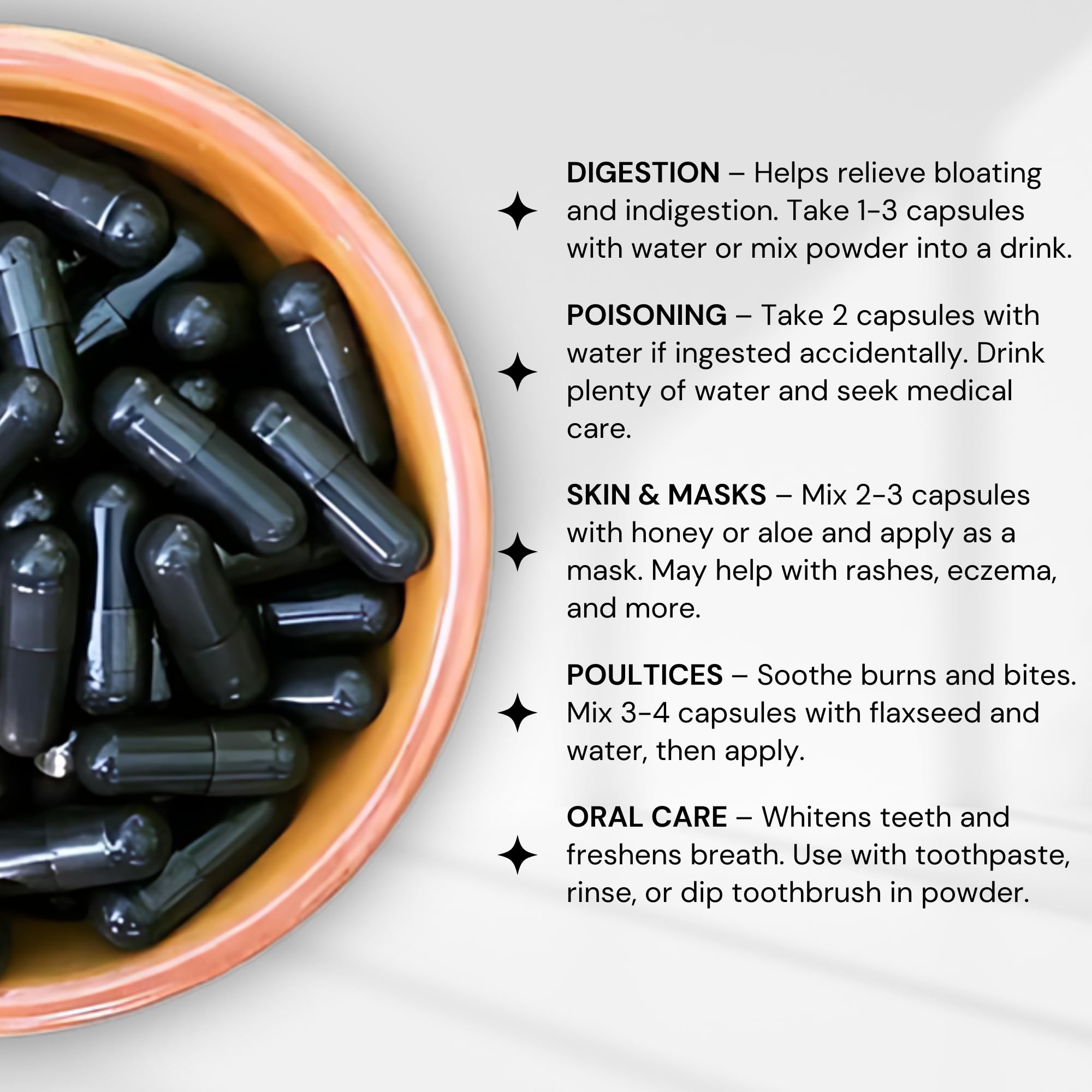 Schizandu Activated Coconut Charcoal Capsules - Vegan, Organic, Non-GMO, 210 Count | X-Large Bottle