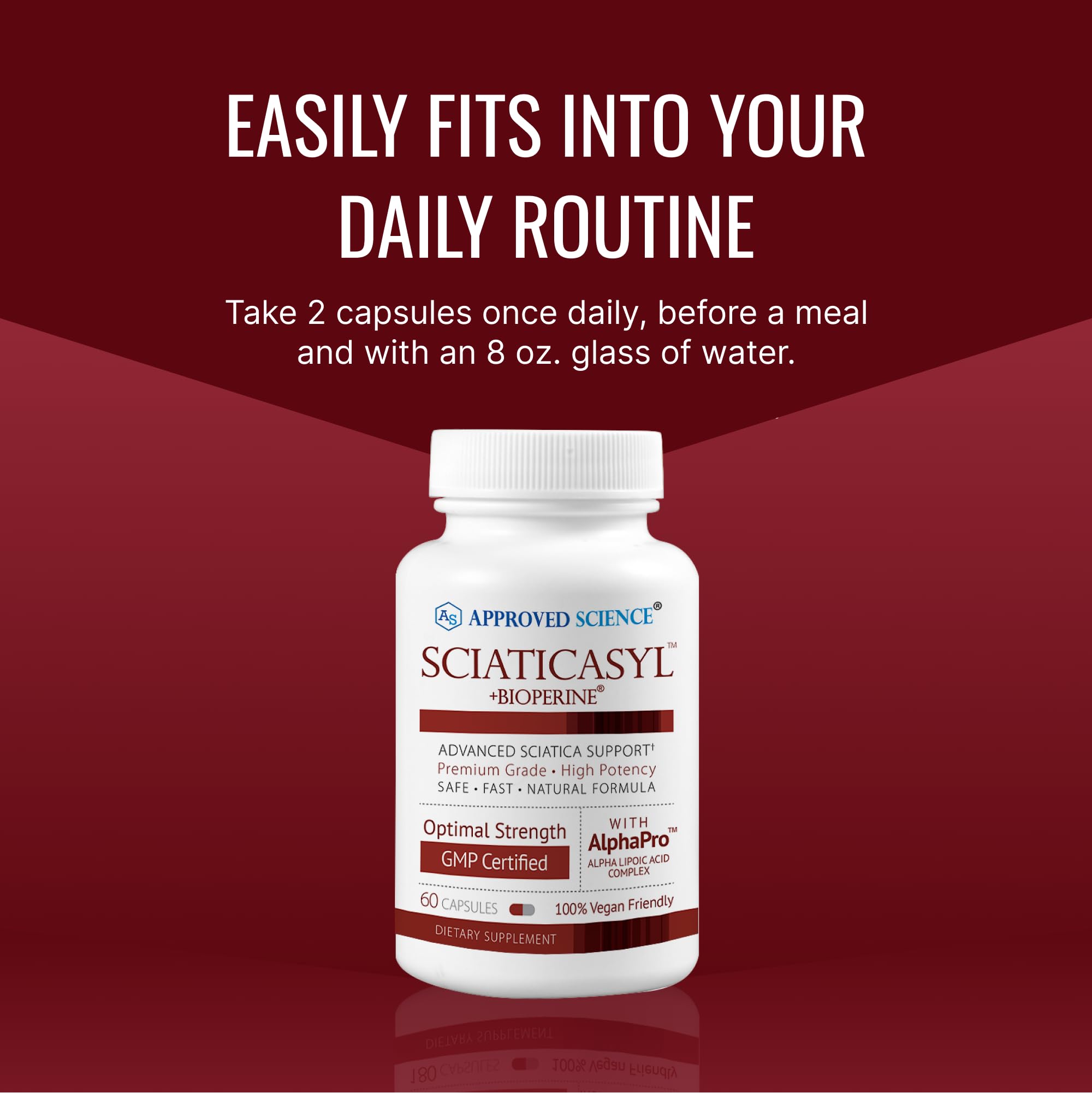 Sciaticasyl by Approved Science - Optimal Sciatic Nerve Support | Vegan, 360 Capsules