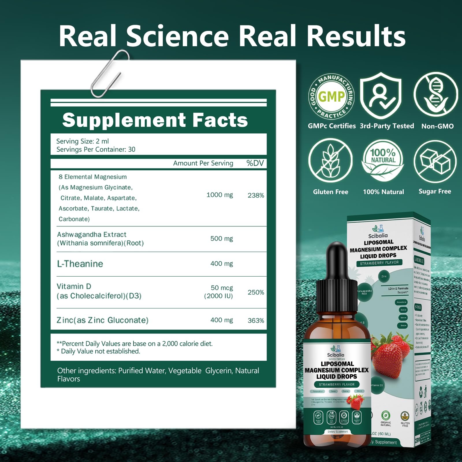 Scibalia Liposomal Magnesium 12-in-1 Liquid Drops | 1000mg, Ashwagandha, L-Theanine, D3 & Zinc