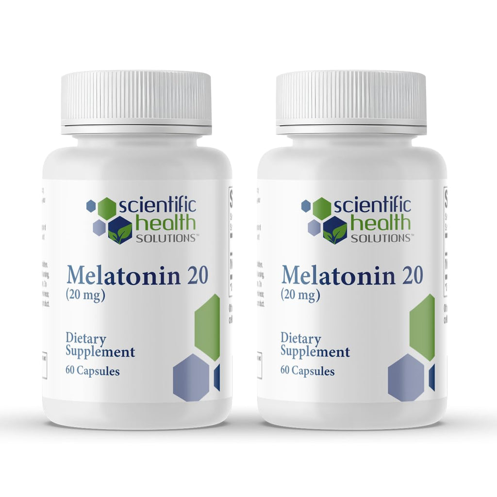Scientific Health Solutions Melatonin 20mg | Extra Strength Capsules | US-Made 2-Pack | Vegan