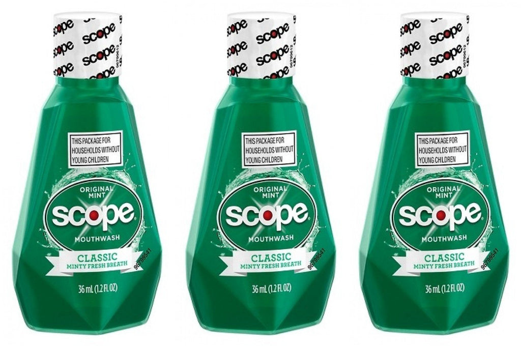 Scope Mouthwash Classic Original Mint 1.2 Oz Travel Size Pack of 3