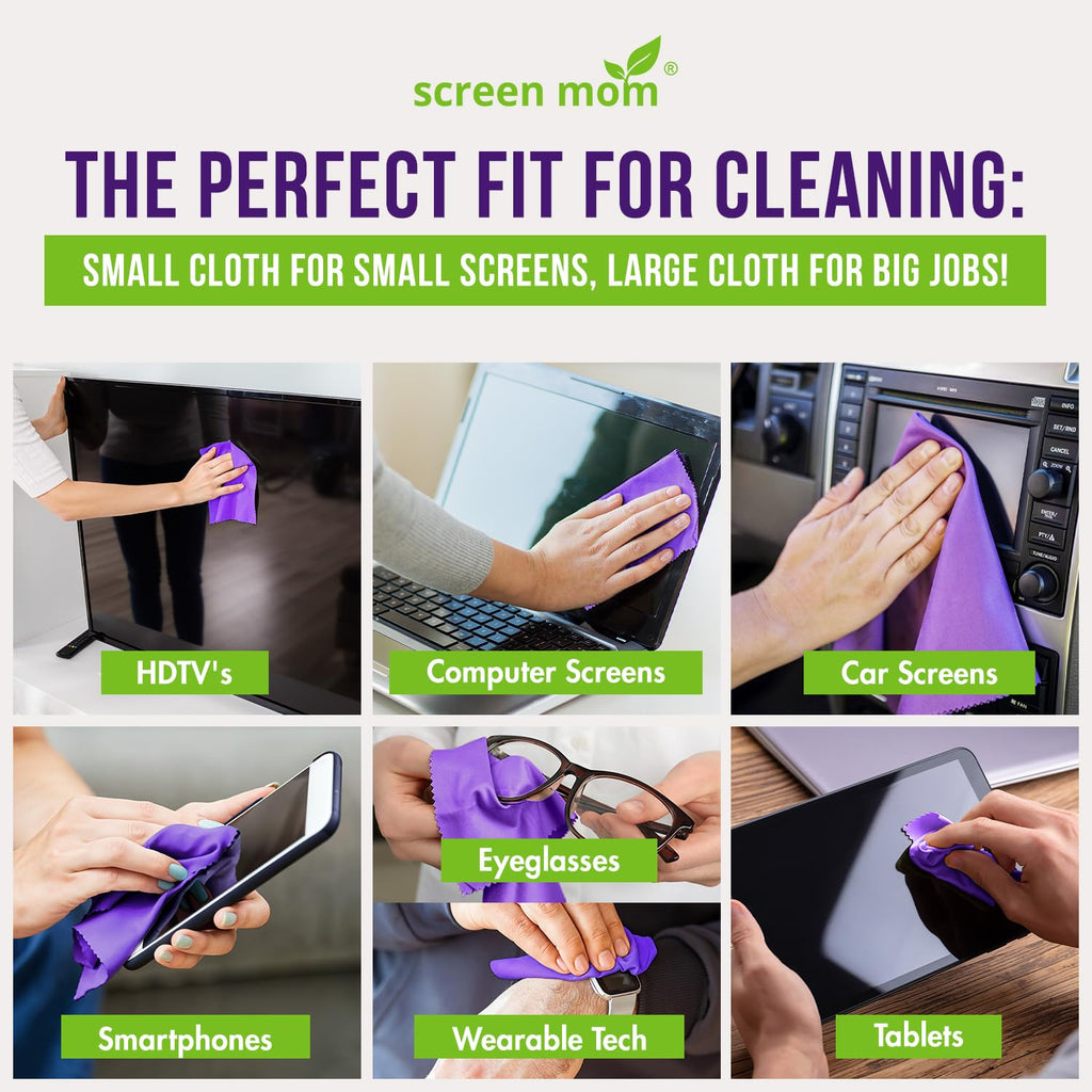 Screen Mom Purple Microfiber Cloths (6-Pack) - Screen & TV Cleaner Kit
