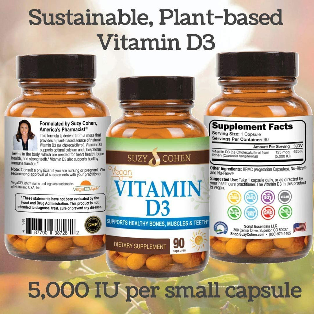 Script Essentials Vegan Vitamin D3 5,000 IU – Immune Support, Bone Health, 90 Servings