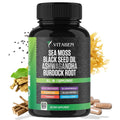Sea Moss Black Seed Oil Ashwagandha Turmeric Burdock Root | All-in-One Sea Moss Capsules - 60 Count