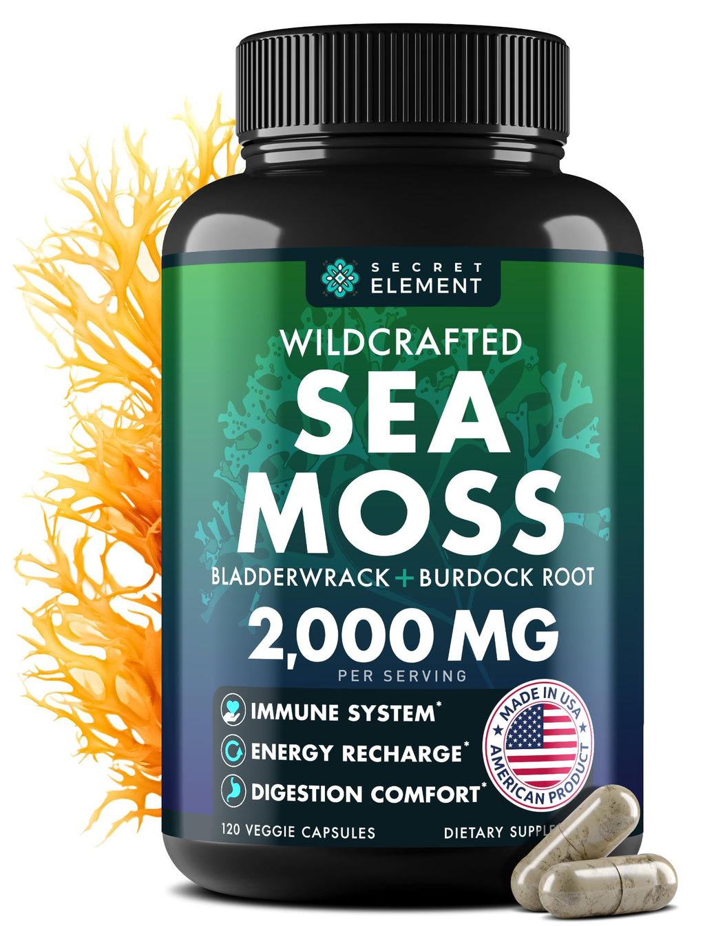 Sea Moss Capsules – Irish Sea Moss with Burdock Root, Bladderwrack & Muira Puama