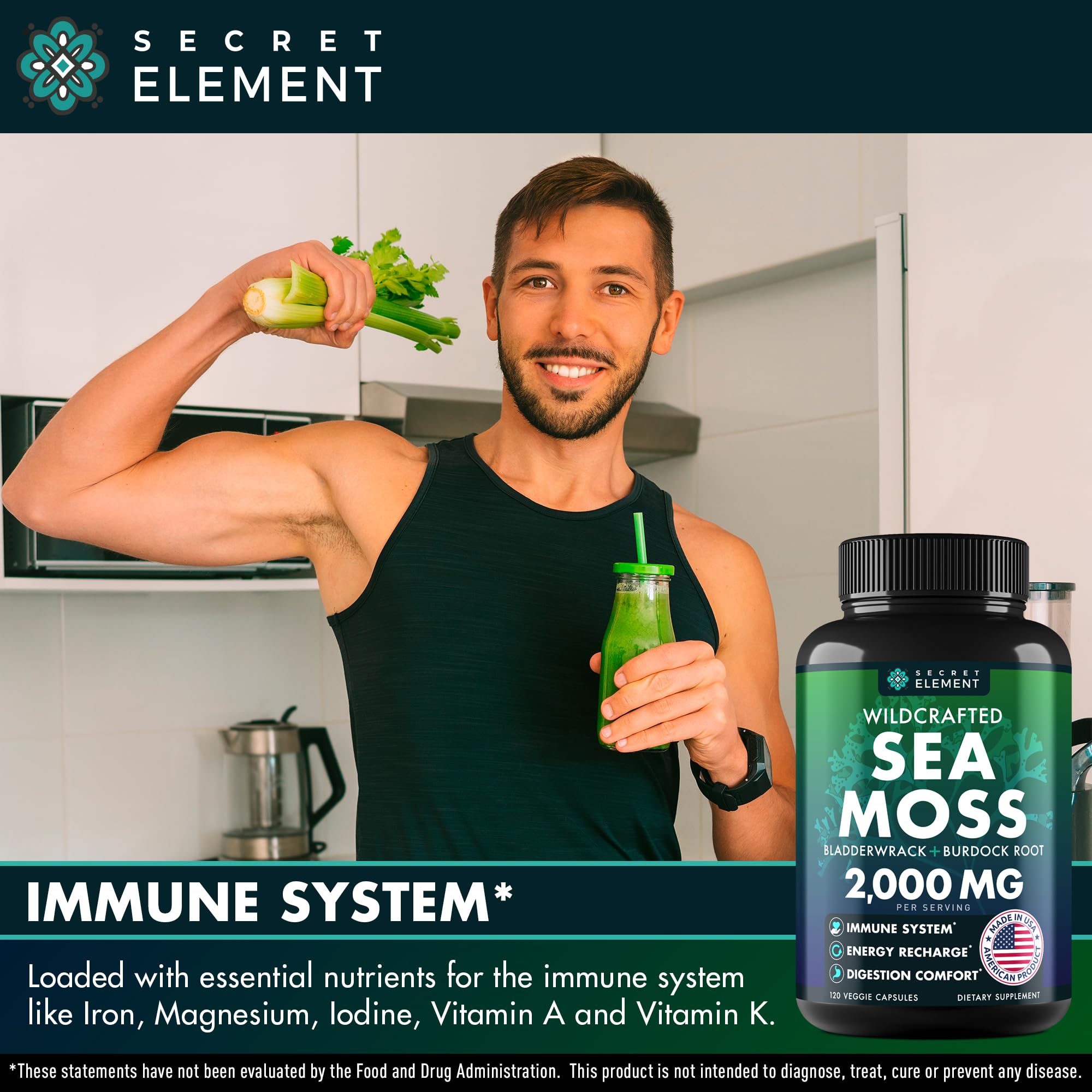 Sea Moss Capsules – Irish Sea Moss with Burdock Root, Bladderwrack & Muira Puama