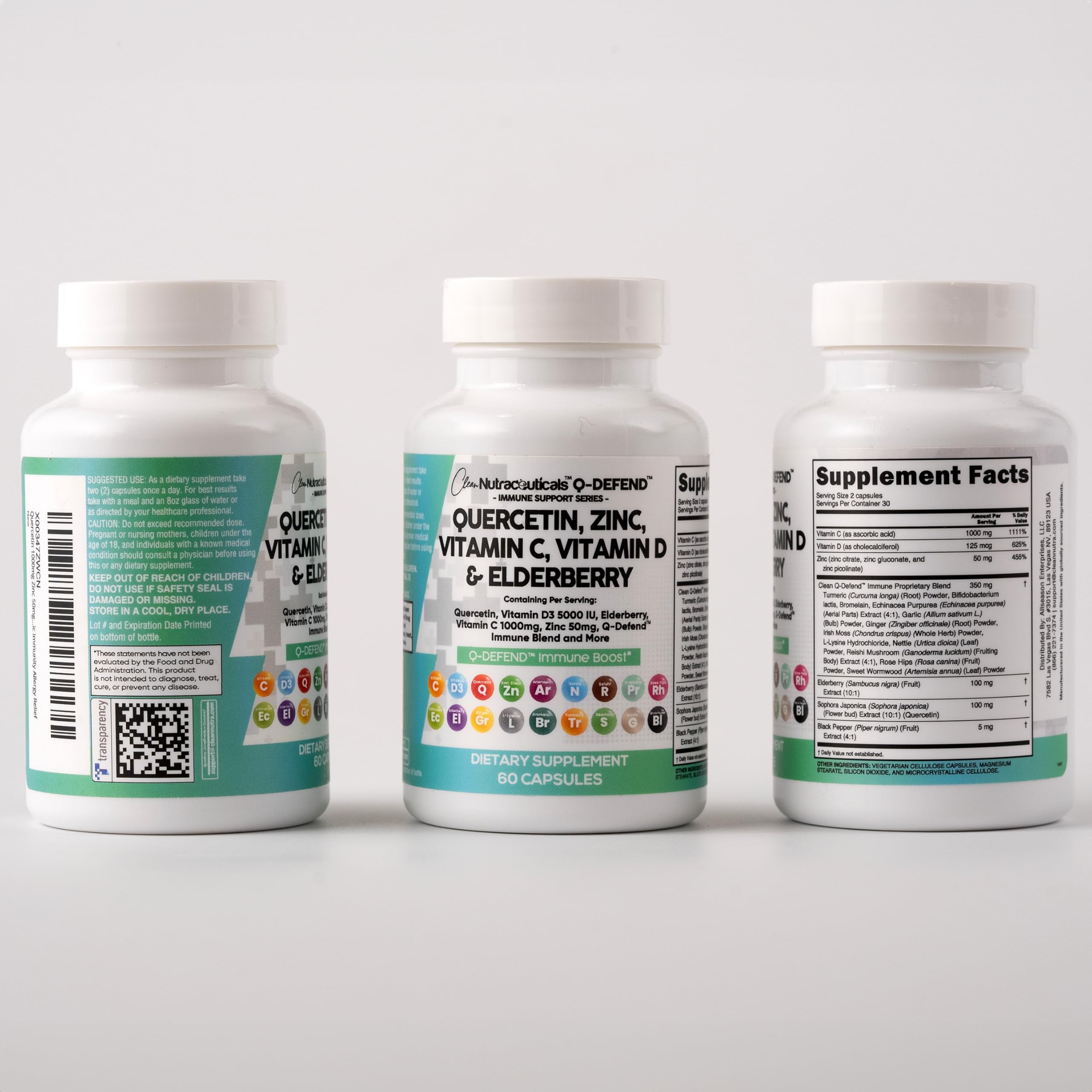 Clean Nutraceuticals Quercetin Zinc Vitamin C Vitamin D Bromelain Elderberry – Lung Immune Support for Adults
