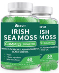 Sea Moss Gummies - Irish Sea Moss, Black Seed Oil, Ashwagandha & Elderberry for Immune, Skin & Energy