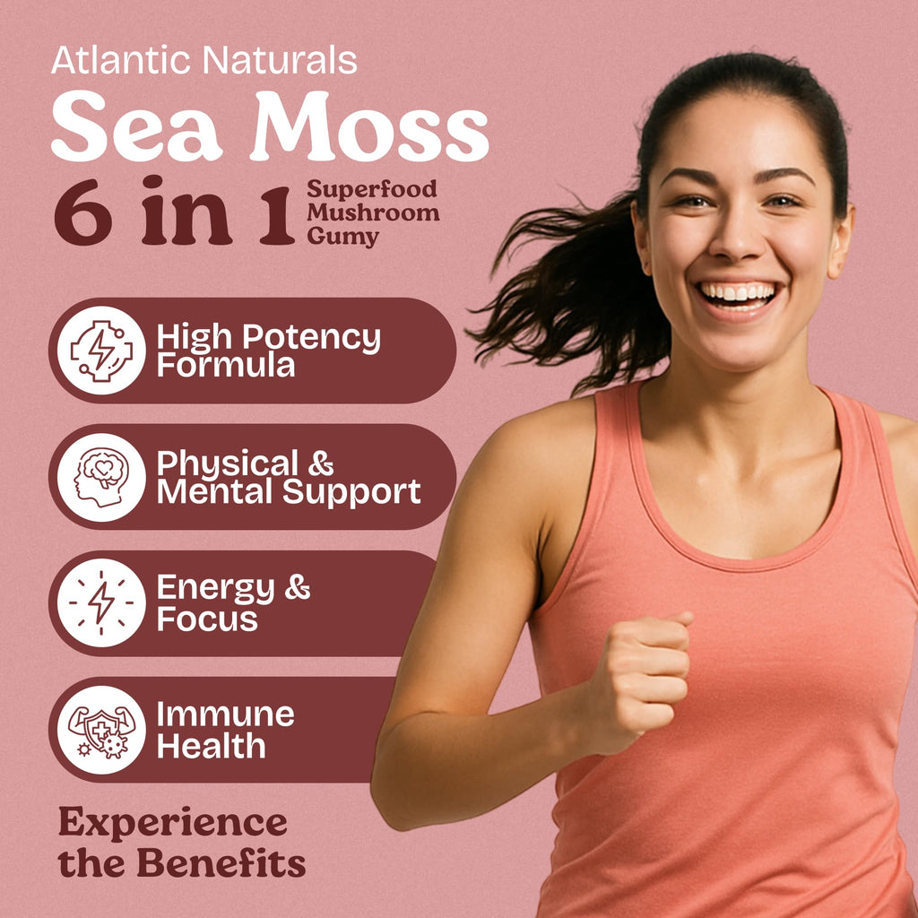 Sea Moss Gummies with Lions Mane Mushroom – 60 Count | 6-in-1 Sea Moss & Mushroom Complex