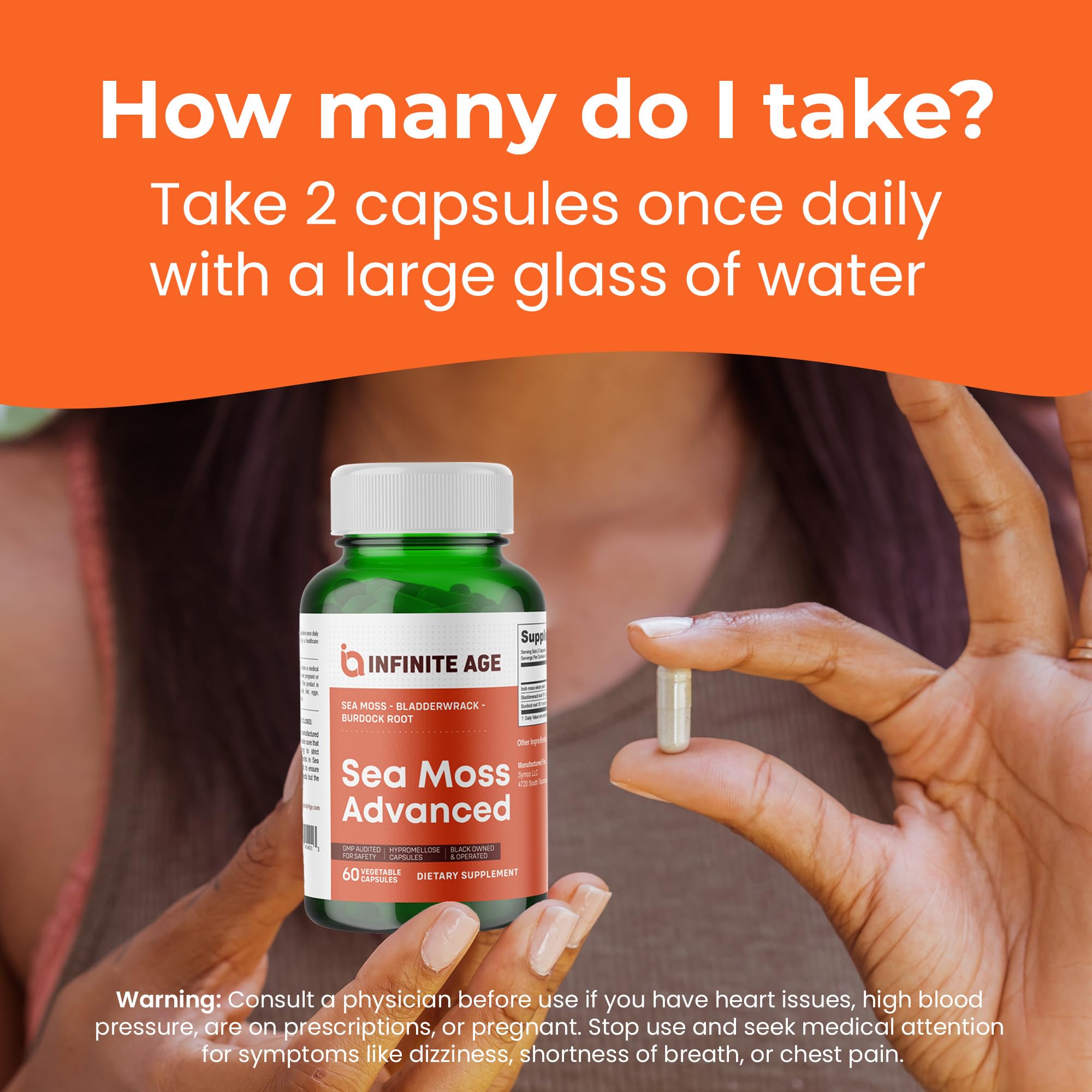 INFINITE AGE 1250mg Sea Moss Capsules – 60 Count, Vegan, Made in USA