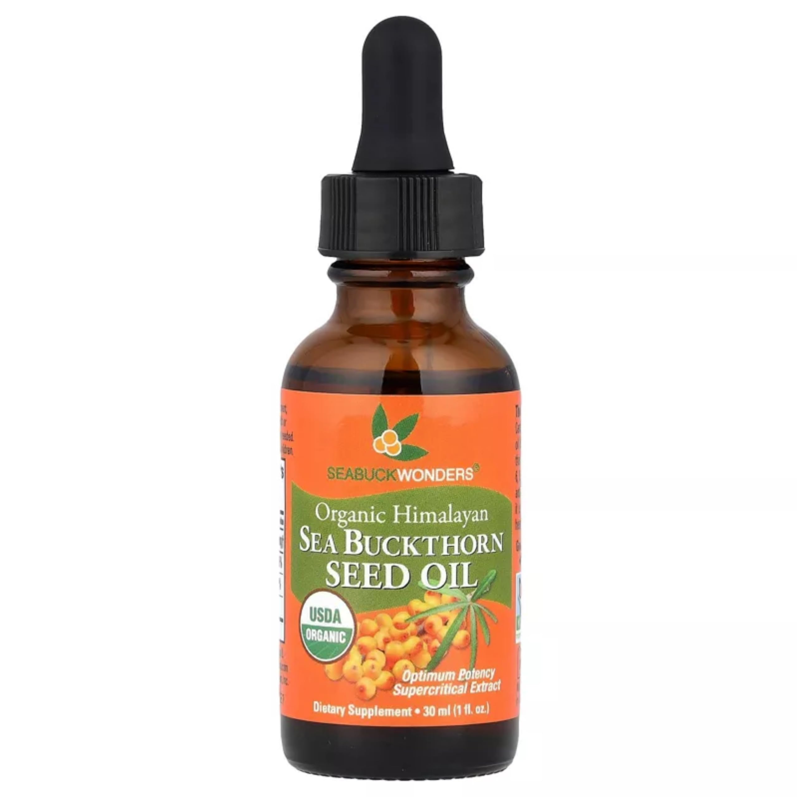 SeabuckWonders Sea Buckthorn Seed Oil – 100% Certified Organic – 1 FL OZ