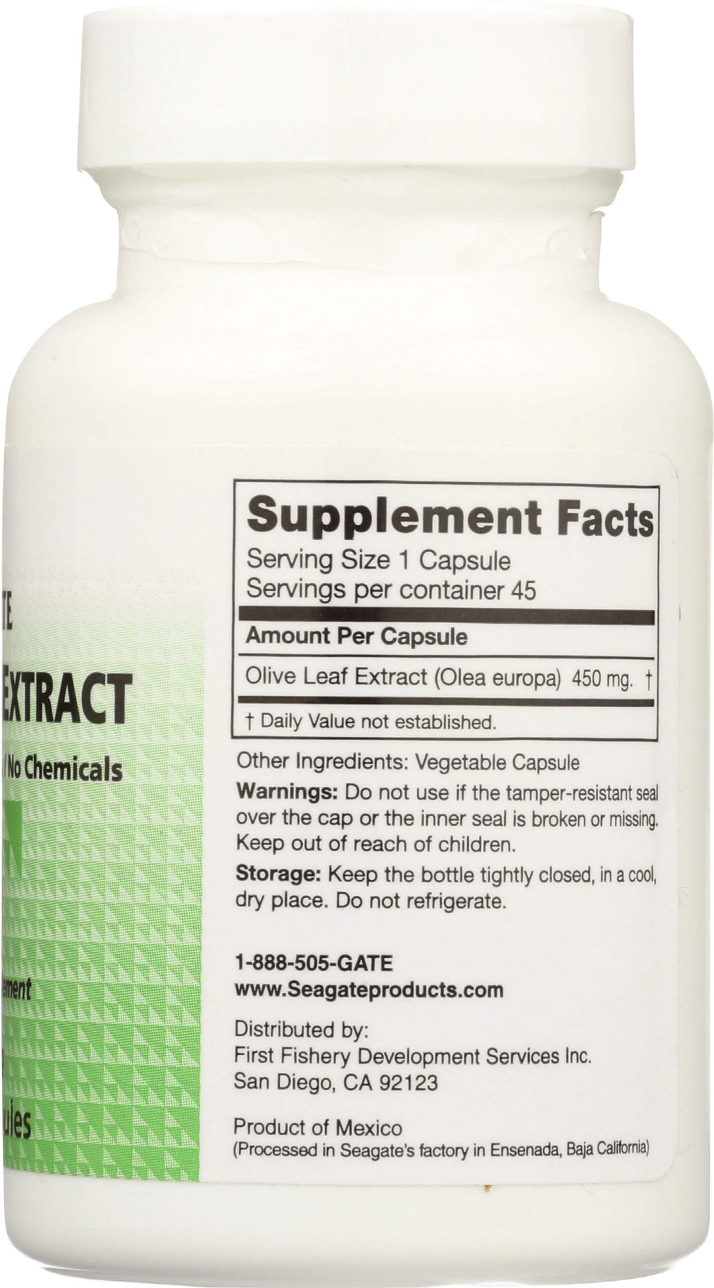Seagate Olive Leaf Extract 450mg – 45 Capsules | 100% Pure & Pesticide-Free