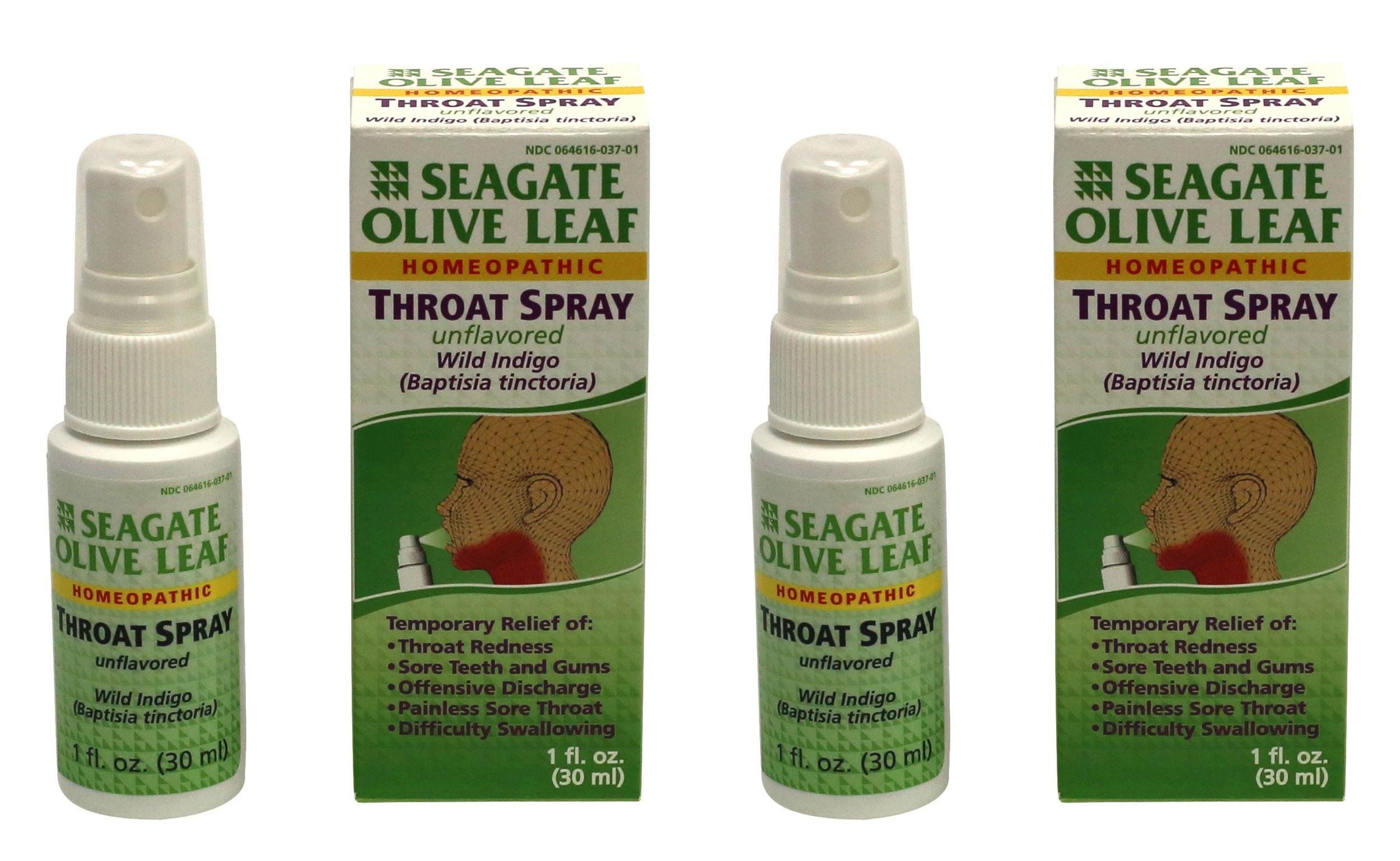 Seagate Olive Leaf Throat Spray 1 oz – Homeopathic, Unflavored, 2-Pack