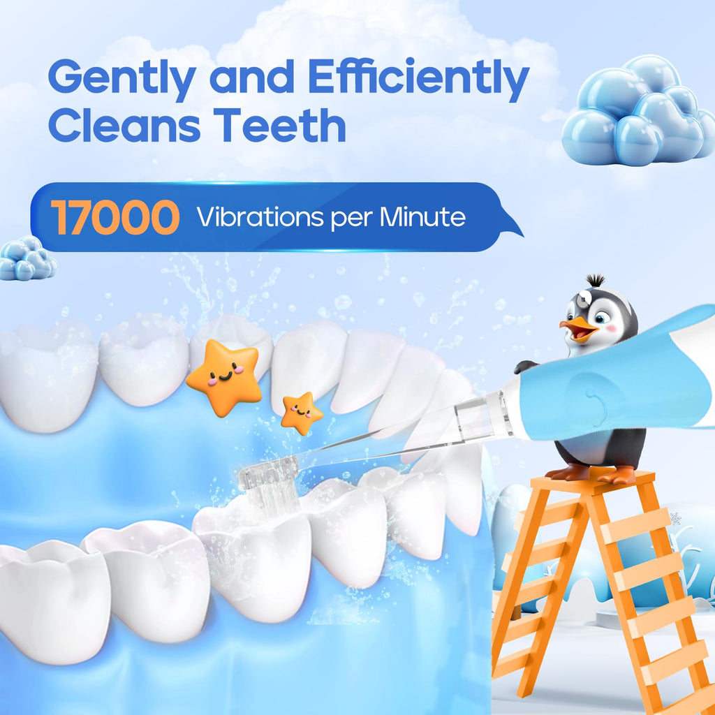 SEAGO SG-513 Toddler Electric Toothbrush 0-3 Years, Blue-C, 4 Heads