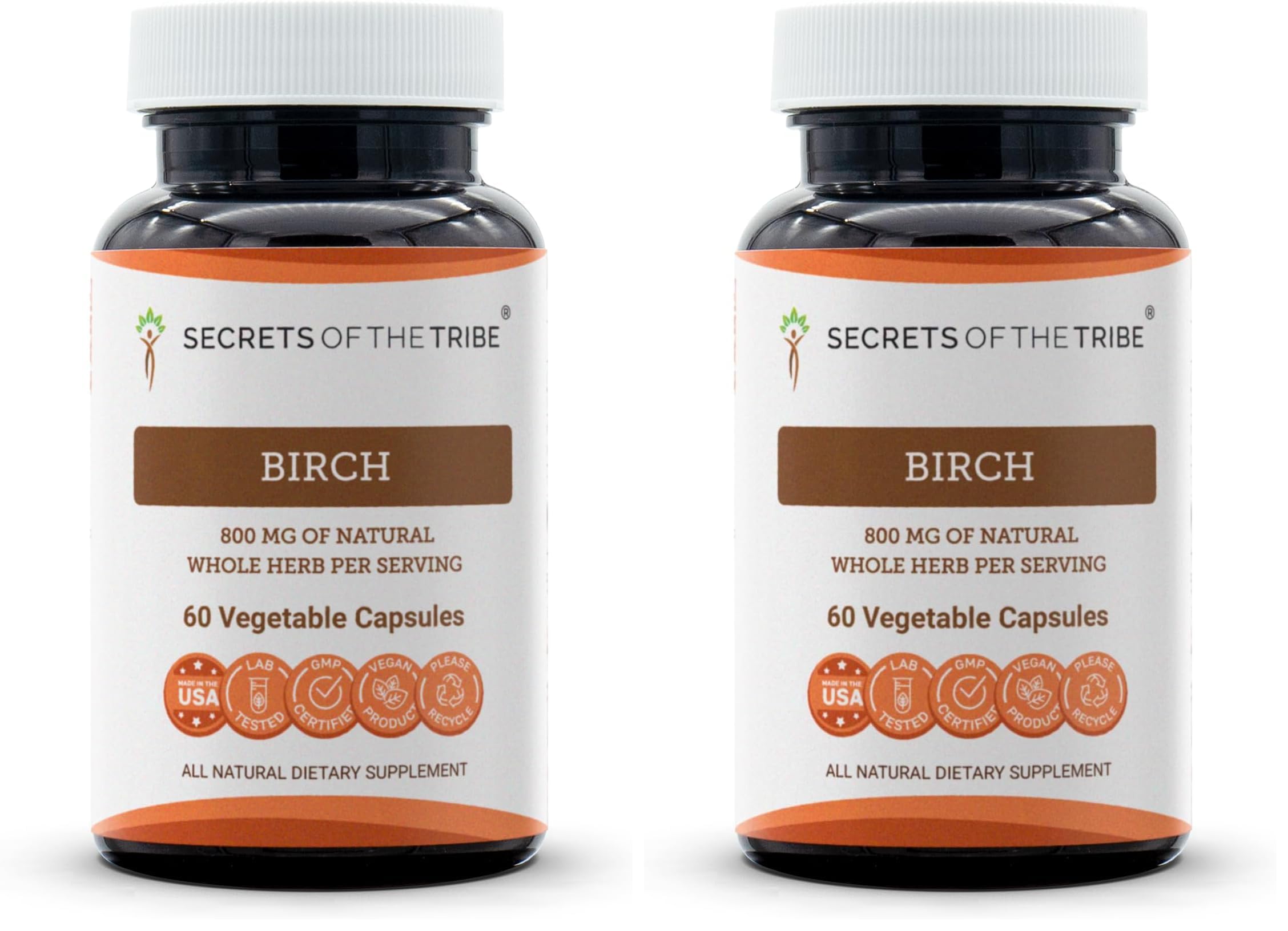 Birch Leaf Supplement - Secrets of the Tribe 60 Capsules 800 mg Pack of 2