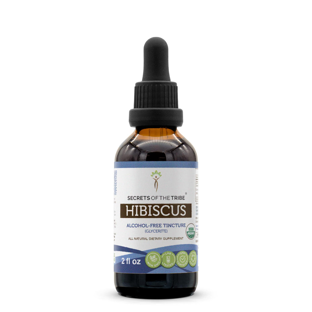 Secrets of the Tribe Hibiscus Tincture – Alcohol-Free Liquid Extract (2 FL OZ) – USDA Organic Hibiscus Sabdariffa
