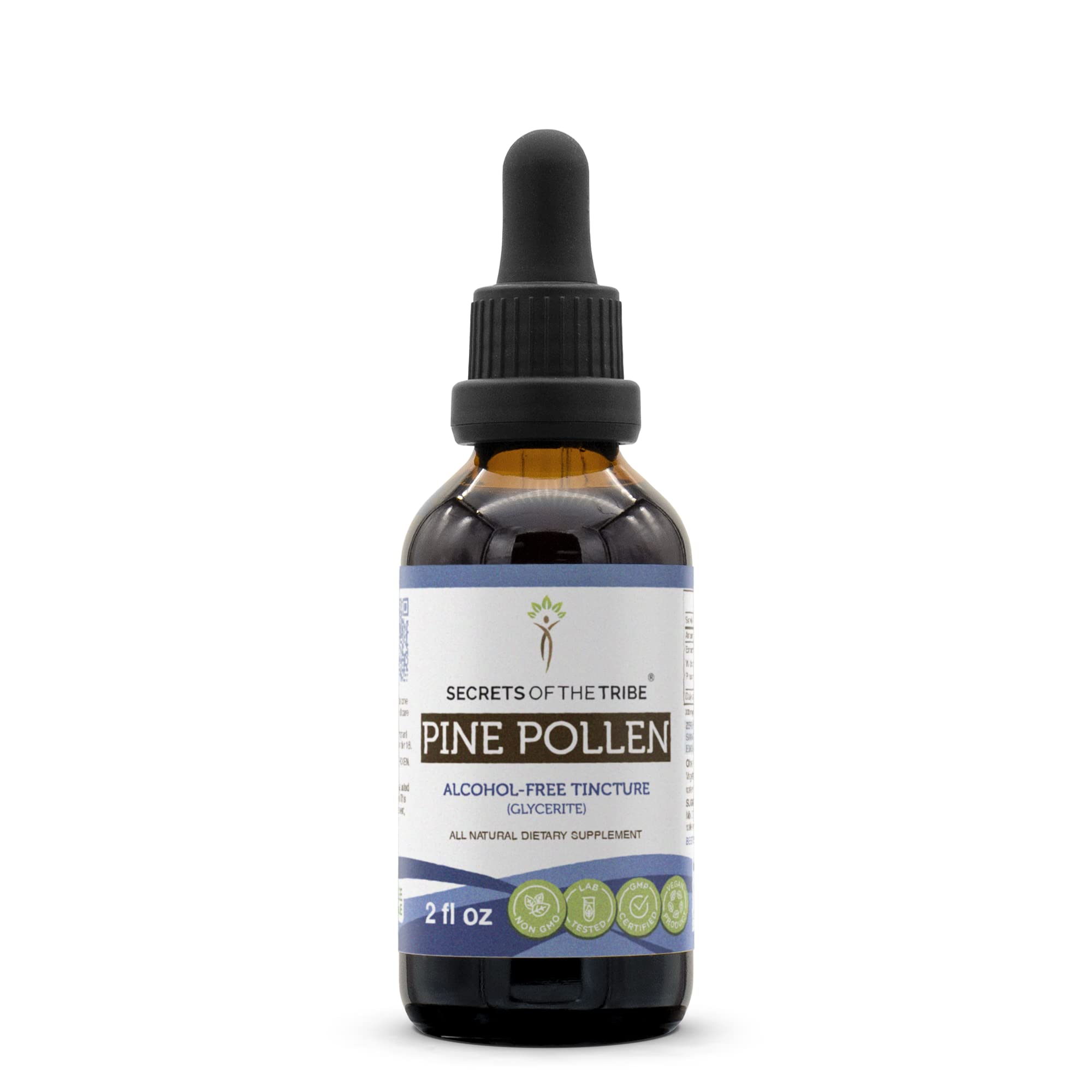 Secrets of the Tribe Pine Pollen Tincture – Alcohol-Free Wildcrafted Extract (2 FL OZ)