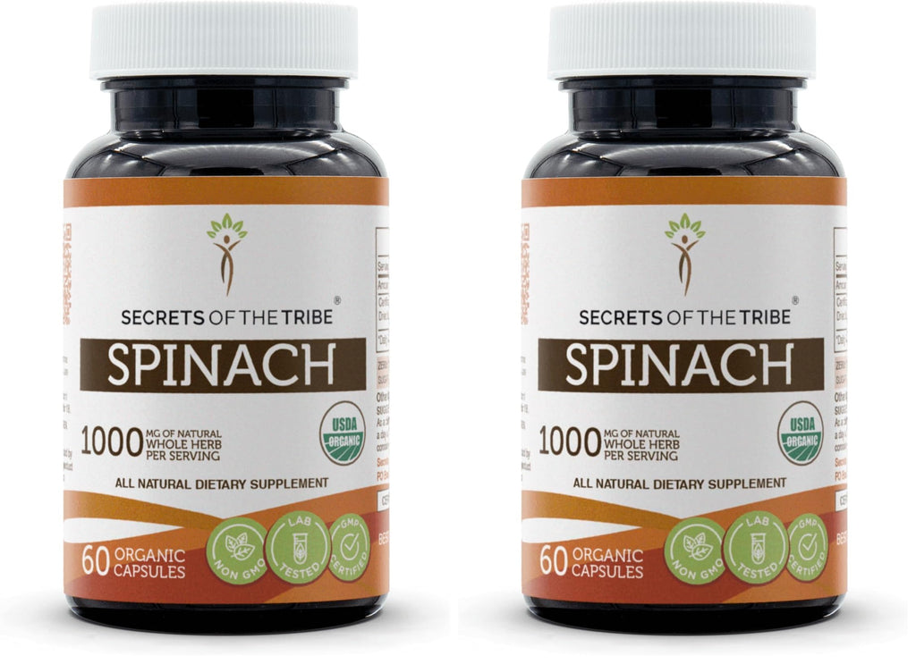 Secrets of the Tribe Spinach 60 Capsules – 1000 mg – USDA Organic Spinach (Pack of 2)