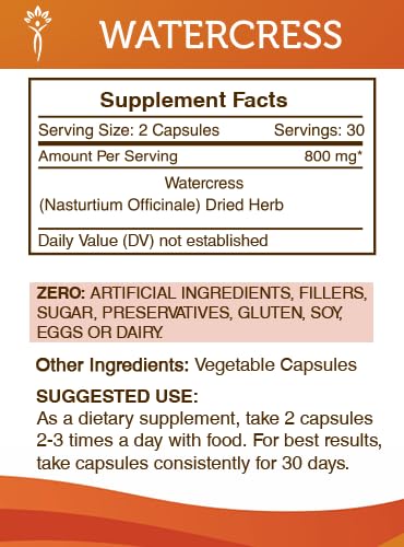 Secrets of the Tribe Watercress – 60 Capsules (800 mg) Pack of 2
