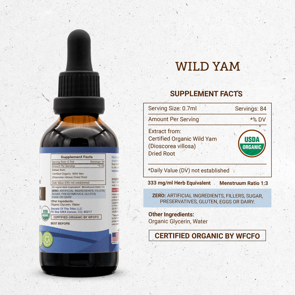 Wild Yam Tincture – Alcohol-Free USDA Organic Glycerite (2 oz)