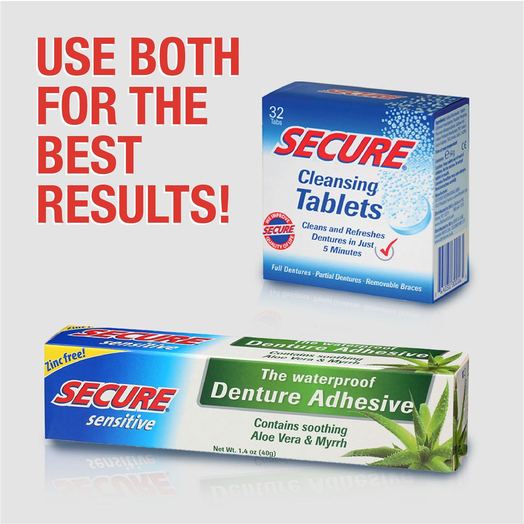 Secure Denture Bonding Adhesive Zinc 1 oz – Sensitive Gum Formula