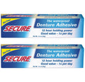 Secure Waterproof Denture Adhesive – Zinc Free, Extra Strong Hold (1.4 oz x 2)