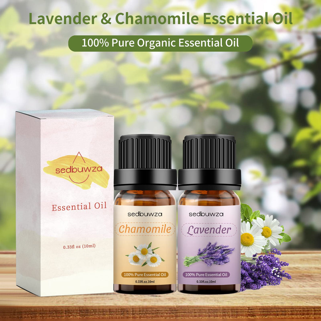 Sedbuwza Lavender Chamomile Essential Oil Set 2x10 ml | Diffuser & Aromatherapy