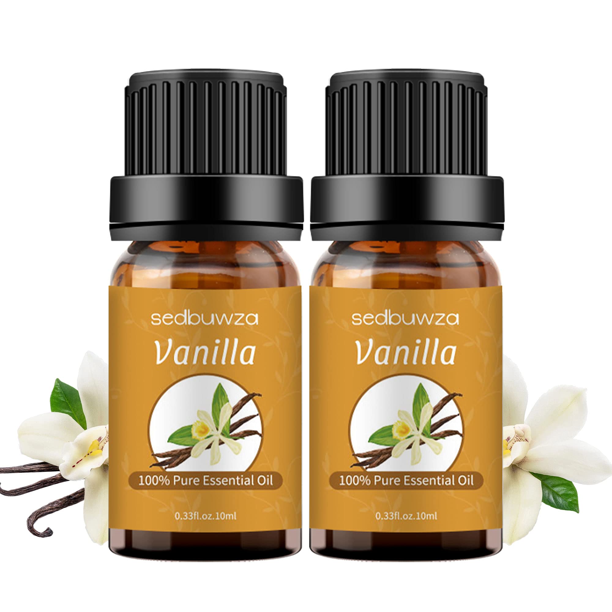 Sedbuwza Vanilla Essential Oil Set – 2 x 10 ml for Aromatherapy, Diffuser, Massage