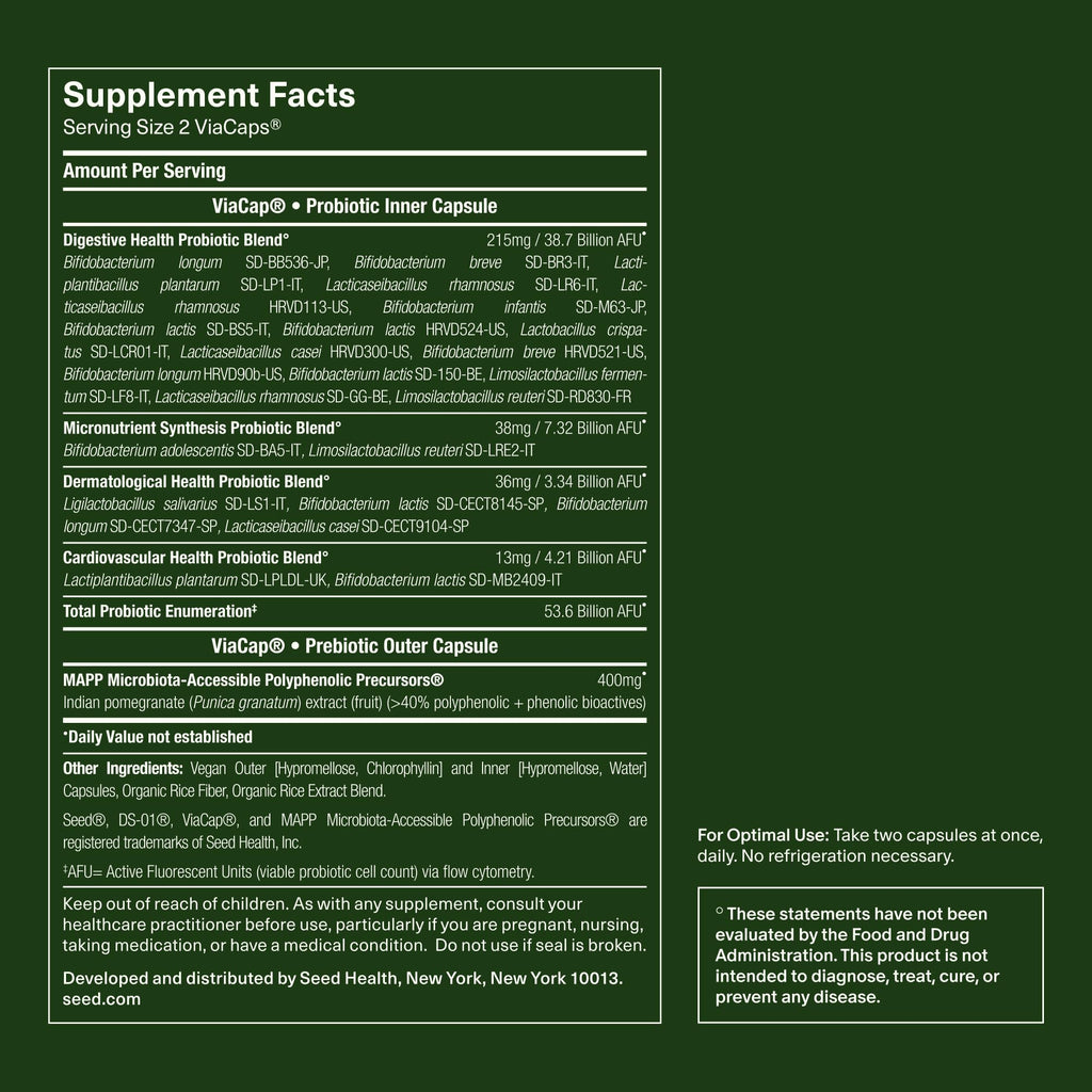 Seed DS-01 Daily Synbiotic - 60 Capsules | Prebiotic + Probiotic for Digestive Health, Immune Support, Bloat Relief