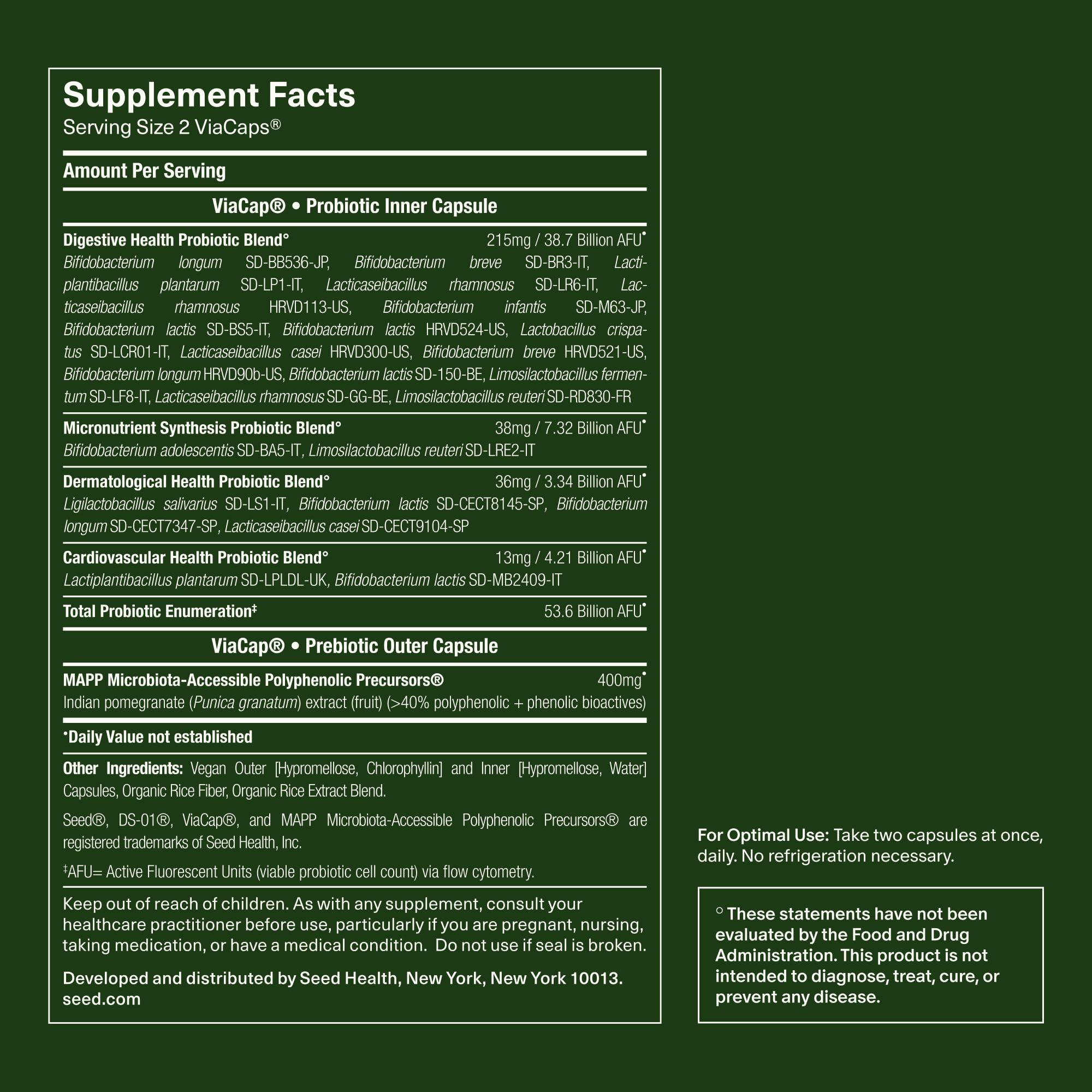 Seed DS-01 Daily Synbiotic - 60 Capsules | Prebiotic + Probiotic for Digestive Health, Immune Support, Bloat Relief