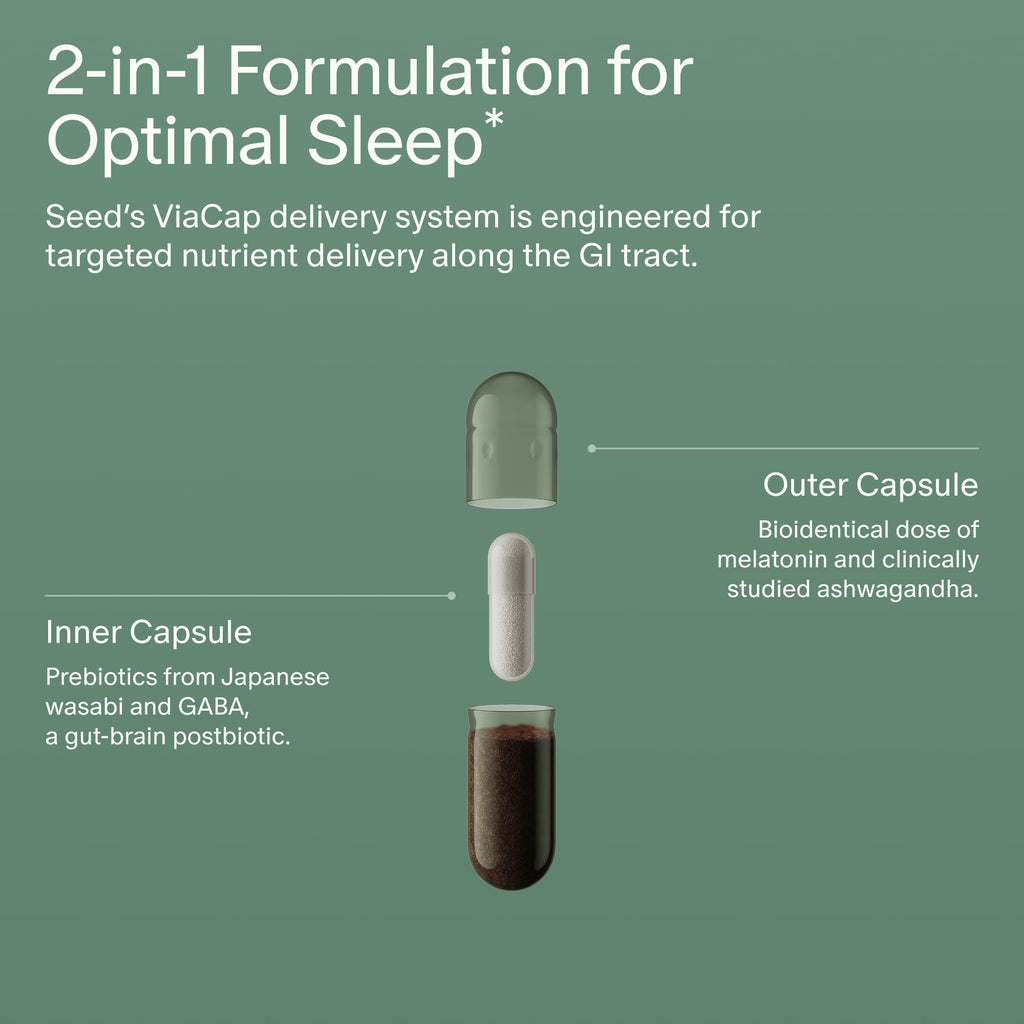 Seed PM-02 Sleep + Restore - Melatonin + Ashwagandha Sleep Aid (30-Day, Vegan)