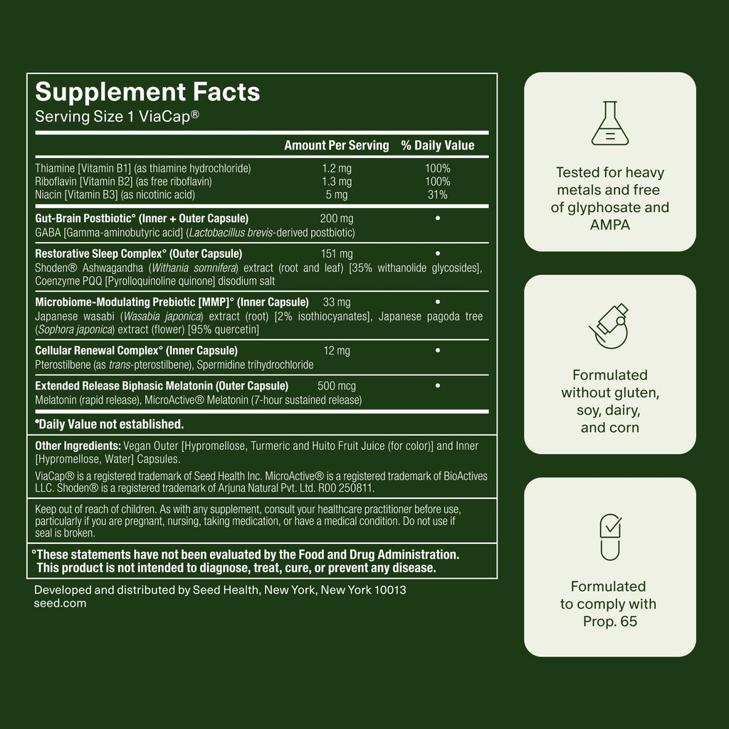Seed PM-02 Sleep + Restore - Melatonin + Ashwagandha Sleep Aid (30-Day, Vegan)