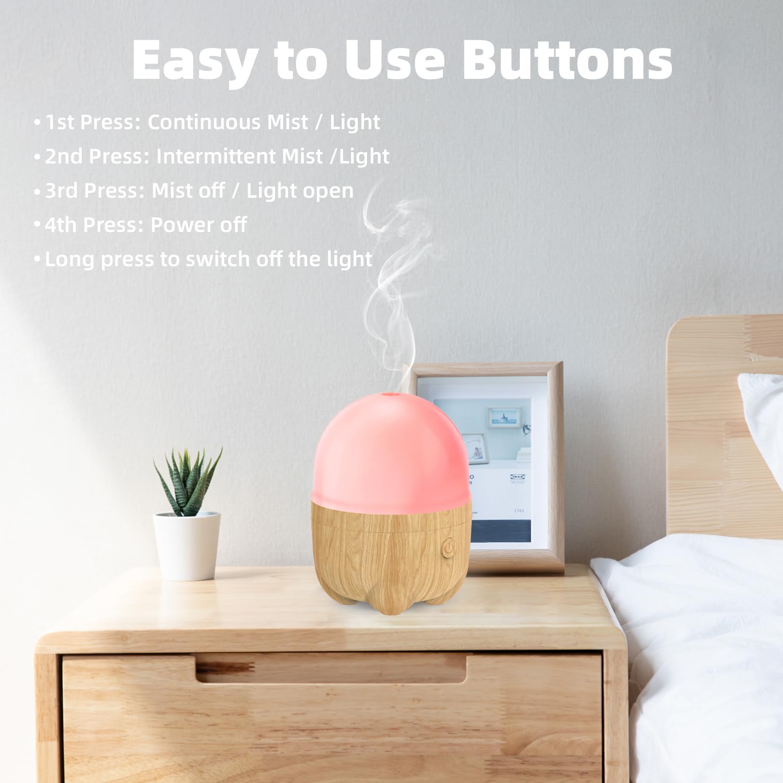 SEEDSEEL 150ML Rechargeable Essential Oil Diffuser – Cordless Aromatherapy with 7 LED Colors
