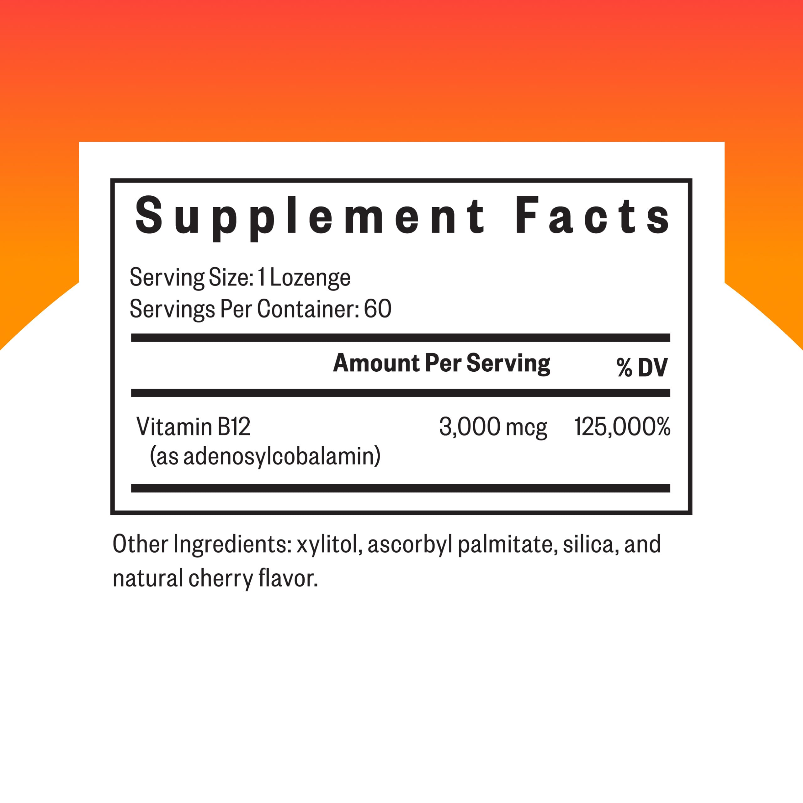 Seeking Health Adeno B12 - 3000 mcg Lozenges for Energy & Brain Health | Cherry Flavor