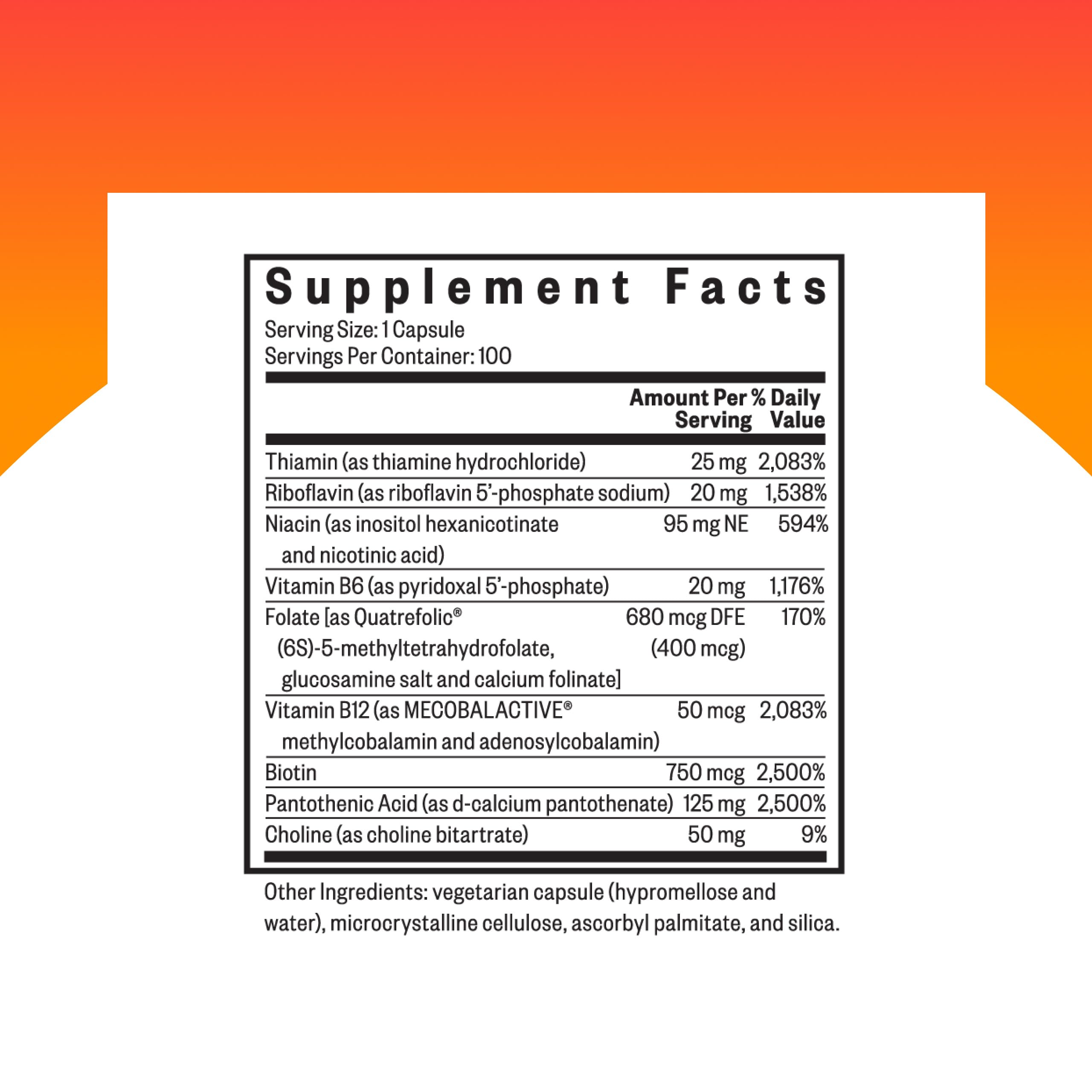 Seeking Health B Complex Plus – B Vitamin Complex with Choline & Riboflavin, 100 Capsules