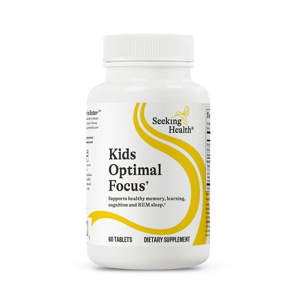 Seeking Health Kids Optimal Focus – Calming Supplement for Children | Focus, Sleep & Healthy Mindset | 60 Chewable Tablets (30 Servings)