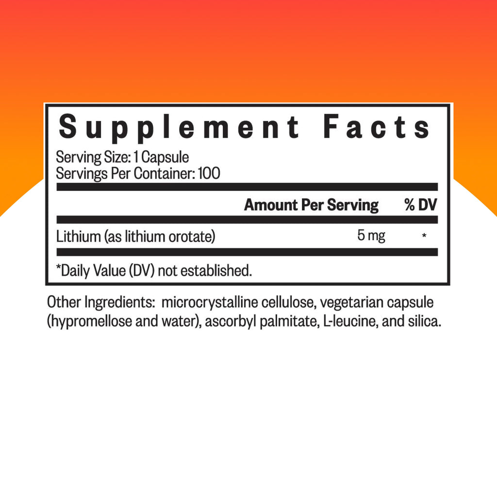 Seeking Health Lithium Orotate – Brain Health & Memory Support | 5 mg Li, 100 Capsules