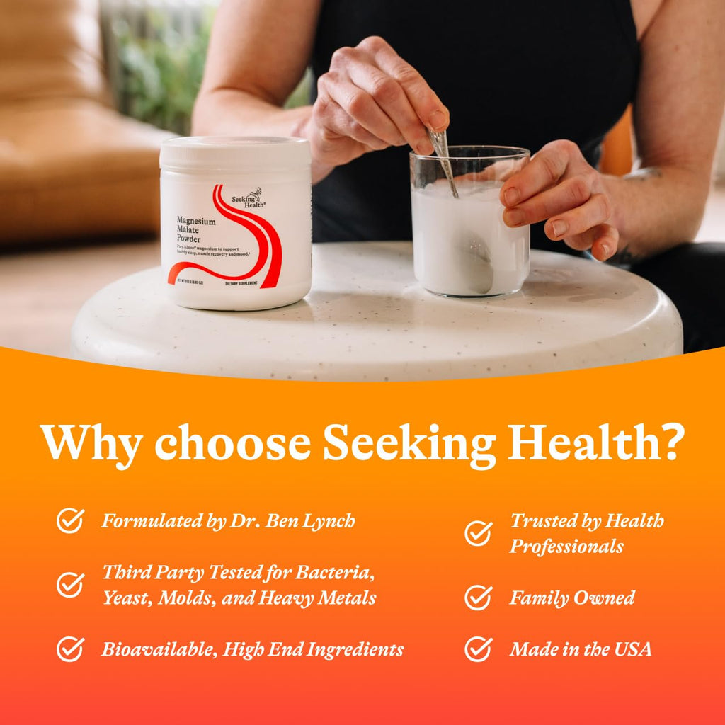 Seeking Health Magnesium Malate Powder – 500 mg, 100 Servings – Supports Bone & Muscle Health