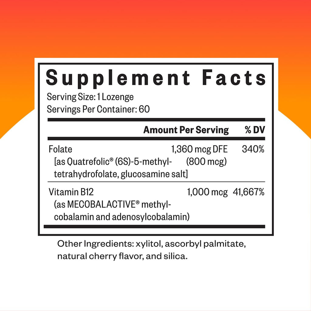 Seeking Health Methyl B12 with L-Methylfolate Lozenges - MTHFR & Methylation Support - Brain Health & Energy - 60 Lozenges
