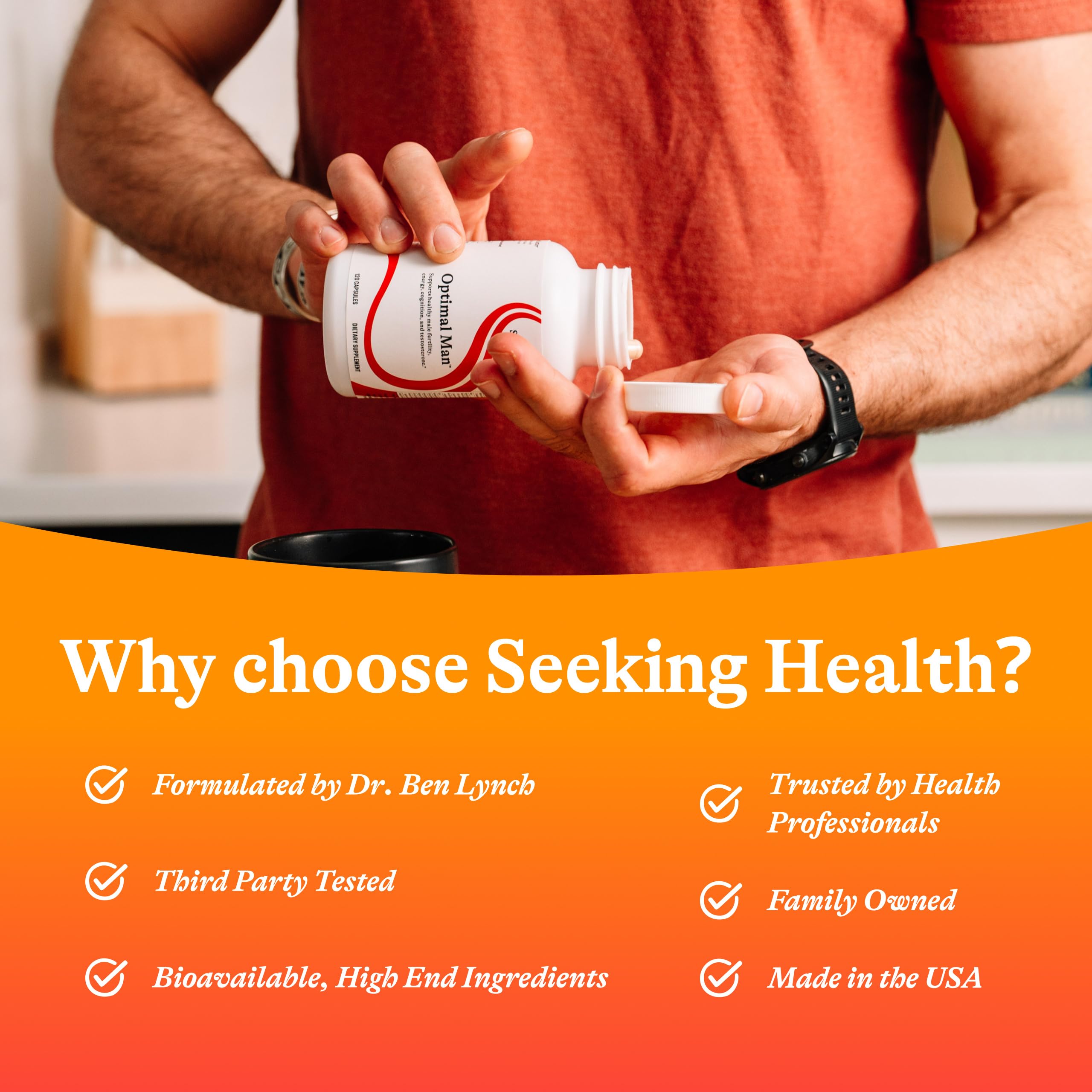 Seeking Health Optimal Man Multivitamin — Zinc, Active Folate & Alpha-Lipoic Acid for Energy & Brain Health | 30 Servings